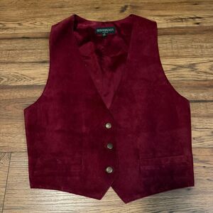 Bushwacker Vintage Leather Vest Burgundy Womens Medium EUC Made in USA